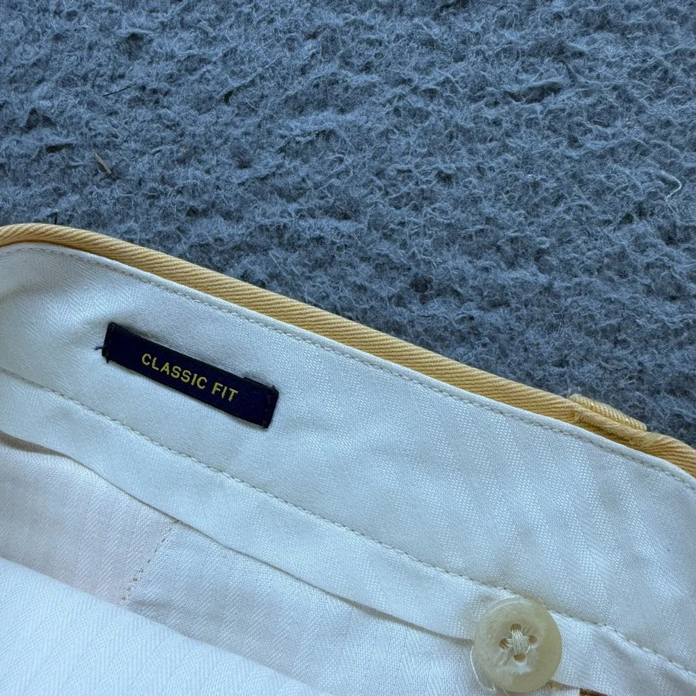 Polo Ralph Lauren Pant Mens 35x32 Yellow Cotton Chino Straight Classic Business